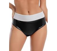 YOOJIA Pantalones Cortos Brillantes para Mujer Bragas De Látex Calzoncillos para Playa Fiesta Piscina Club Negro L