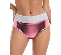 YOOJIA Pantalones Cortos Brillantes para Mujer Bragas De Látex Calzoncillos para Playa Fiesta Piscina Club Rosa XXL