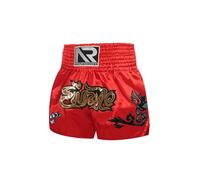 YOOJIA Pantalones Cortos De Muay Thai para Niños Pantalones Cintura Elástica Calzoncillos De Boxeo Pantalones para Kickboxing MMA Un Rojo 8-12 años