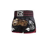 YOOJIA Pantalones Cortos De Muay Thai para Niños Pantalones Cintura Elástica Calzoncillos De Boxeo Pantalones para Kickboxing MMA B Negro 5-7 años