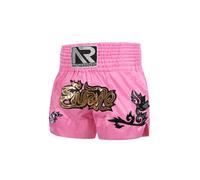 YOOJIA Pantalones Cortos De Muay Thai para Niños Pantalones Cintura Elástica Calzoncillos De Boxeo Pantalones para Kickboxing MMA Un Rosa 8-12 años