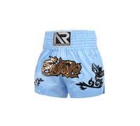 YOOJIA Pantalones Cortos De Muay Thai para Niños Pantalones Cintura Elástica Calzoncillos De Boxeo Pantalones para Kickboxing MMA un Azul Claro 5-7 años