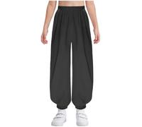 YOOJIA Pantalones Uniforme De Kung Fu para Niños Y Niñas Pantalones De Color Liso con Cintura Elástica Traje De Artes Marciales para Tai Chi Y Wing Chun Negro 7-8 años