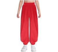 YOOJIA Pantalones Uniforme De Kung Fu para Niños Y Niñas Pantalones De Color Liso con Cintura Elástica Traje De Artes Marciales para Tai Chi Y Wing Chun Rojo 7-8 años
