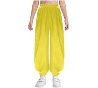 YOOJIA Pantalones Uniforme De Kung Fu para Niños Y Niñas Pantalones De Color Liso con Cintura Elástica Traje De Artes Marciales para Tai Chi Y Wing Chun Amarillo 7-8 años