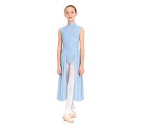 YOOJIA Vestido De Danza Lírica Contemporánea para Niña Maillot Sin Manga Leotardo Ballet con Falda Tul Traje De Bailarina Azul Claro 7-8 años