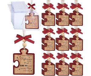 Yookeer 36 colgantes de rompecabezas de madera con texto en inglés "Thank You Gift Always Remember the Difference You Have Made" con bolsas, cuentas, lazos, regalo de Navidad para empleados
