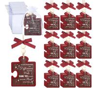 Yookeer 36 piezas de colgante de rompecabezas de madera con texto en inglés "Thank You Gift Always Remember the Difference You Have Made" con bolsas, cuentas, lazos, regalo de Navidad para empleados
