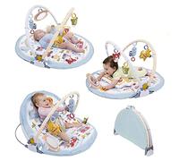 Yookidoo 3-en-1 Urban Gimnasio Bebé. Tumbado y Sentado Manta de Actividades con Cojín y Juguetes Infantiles. Fácil Plegado para Llevar. 0-12 Meses