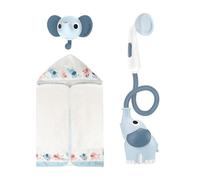 Yookidoo Cabezal de Ducha de baño para bebé, Bomba de Agua de Elefante con Enjuague de Boquilla de Maletero, controla el Flujo de Agua Desde 2 perillas para máxima diversión (Azul)