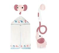 Yookidoo Cabezal de Ducha de Baño para Bebé, Bomba de Agua de Elefante con Toalla y Colgador. Set Regalo para la Hora del Baño.