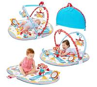 Yookidoo Gimnasio para bebés y tapete de juego, accesorio de 3 etapas con pista de robot motorizada, 20 actividades de desarrollo, edad de 0 a 12 meses (Gymotion Circus Playland)