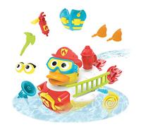 Yookidoo Jet Duck Bombero Juguete de baño con Bomba de Agua Potable - Desarrollo sensorial y diversión de baño para niños - Juguete de baño con Pilas con 15 Piezas - Edad 2+