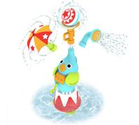 Yookidoo Juguete para bañera, elefante, fuente, aspersor a partir de 18 | Juguete de baño para bebé, 3 accesorios, soporte de pared, juguete acuático, pelota, regalo para niña de 2 años