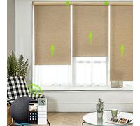 Yoolax persiana Inteligente con Control Remoto, con Alexa, estores enrollables eléctricos de Media Sombra con tamaño Personalizado, con Solar de batería Recargable para el hogar(Beige Natural)
