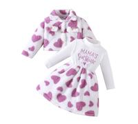 Yoolhamy 2PCS Bebé Niñas Vestido de Invierno y Terciopelo Cardigan Conjuntos Niño de Manga Larga Espesado Abrigo Vestidos Outfit