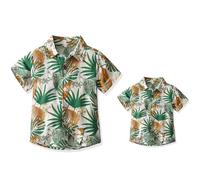 Yoolhamy Camisa Hawaiana Hombre Corta Camisas de Verano Hawaianas de Vacaciones de Impreso Flores para Padre e Hijo Niño