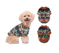Yoolhamy Suéter de Forro Polar para Perros Pequeños, Ropa Étnica Bohemia de Invierno, Cálido y Suave (Marrón, M)