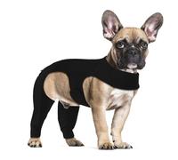 Yoolhamy Traje de cirugía para recuperación de heridas, protector de piernas cómodo, coderas y conos alternativos para perros, evita lamer, morder, soporte de manga larga (negro, S)