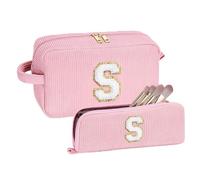YOOLIFE 2 Stück Buchstaben Kosmetiktasche - Kosmetiktasche Kulturtasche Kulturbeutel Make up Tasche Buchstaben Schminktasche, Geburtstagsgeschenk Geschenke für Mädchen Teenager Frauen Mama Schwester