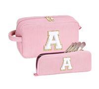 YOOLIFE 2 Stück Buchstaben Kosmetiktasche - Kosmetiktasche Kulturtasche Kulturbeutel Make up Tasche Buchstaben Schminktasche, Geburtstagsgeschenk Geschenke für Mädchen Teenager Frauen Mama Schwester