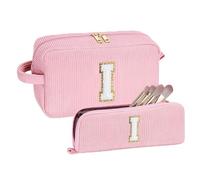YOOLIFE 2 Stück Buchstaben Kosmetiktasche - Kosmetiktasche Kulturtasche Kulturbeutel Make up Tasche Buchstaben Schminktasche, Geburtstagsgeschenk Geschenke für Mädchen Teenager Frauen Mama Schwester