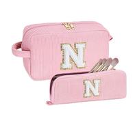 YOOLIFE 2 Stück Buchstaben Kosmetiktasche - Kosmetiktasche Kulturtasche Kulturbeutel Make up Tasche Buchstaben Schminktasche, Geburtstagsgeschenk Geschenke für Mädchen Teenager Frauen Mama Schwester