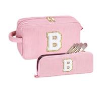 YOOLIFE 2 Stück Buchstaben Kosmetiktasche - Kosmetiktasche Kulturtasche Kulturbeutel Make up Tasche Buchstaben Schminktasche, Geburtstagsgeschenk Geschenke für Mädchen Teenager Frauen Mama Schwester