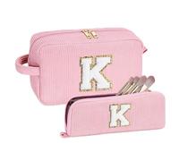 YOOLIFE 2 Stück Buchstaben Kosmetiktasche - Kosmetiktasche Kulturtasche Kulturbeutel Make up Tasche Buchstaben Schminktasche, Geburtstagsgeschenk Geschenke für Mädchen Teenager Frauen Mama Schwester