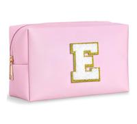 YOOLIFE Bolsa de cosméticos con letras, bolsa de maquillaje con letras, regalo de cumpleaños para mujeres, adolescentes, niñas, mamá, novia, hermana, Rosa., E