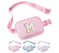 YOOLIFE Bolsas cruzadas con inicial para niñas, riñoneras para adolescentes, niñas, regalos de cumpleaños personalizados para adolescentes, niñas, hermanas, hijas, Rosado, 8.07 x 1.96 x 5.51 inches,