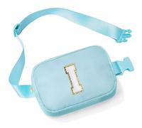 YOOLIFE Riñonera con letras para niños y niñas, regalo para niñas 3, 4, 5, 6, 7, 8, 9, 10, 11, 12 años, regalos personalizados para adolescentes, para mujeres, amigas, hermanas, mamá, azul, I