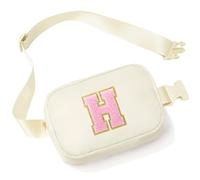 YOOLIFE Riñonera con letras para niños y niñas, regalo para niñas 3, 4, 5, 6, 7, 8, 9, 10, 11, 12 años, regalos personalizados para adolescentes, para mujeres, amigas, hermanas, mamá, beige, H