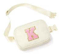 YOOLIFE Riñonera con letras para niños y niñas, regalo para niñas 3, 4, 5, 6, 7, 8, 9, 10, 11, 12 años, regalos personalizados para adolescentes, para mujeres, amigas, hermanas, mamá, beige, K
