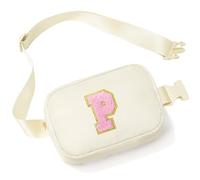 YOOLIFE Riñonera con letras para niños y niñas, regalo para niñas 3, 4, 5, 6, 7, 8, 9, 10, 11, 12 años, regalos personalizados para adolescentes, para mujeres, amigas, hermanas, mamá, beige, P