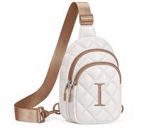 YOOLIFE Riñonera con letras para niños y niñas, regalo para niñas, 6, 7, 8, 9, 10, 11, 12 años, regalos personalizados para adolescentes, para mujeres, novio, hermana, mamá, beige, I, Contemporáneo