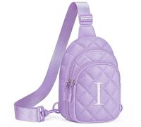 YOOLIFE Riñonera con letras para niños y niñas, regalo para niñas, 6, 7, 8, 9, 10, 11, 12 años, regalos personalizados para adolescentes, para mujeres, novio, hermana, mamá, morado, I, Contemporáneo
