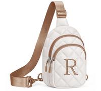 YOOLIFE Riñonera con letras para niños y niñas, regalo para niñas, 6, 7, 8, 9, 10, 11, 12 años, regalos personalizados para adolescentes, para mujeres, novio, hermana, mamá, beige, R, Contemporáneo
