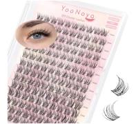 YOONOYA Extensiones de pestañas140 unidades 10-12 mm Rizo C Cúmulos de pestañas DIY Cúmulos de pestañas individuales Natural Clear Extensión de pestañas (QX-10-12mm)