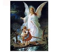 Yoonqun 5D DIY Diamond Painting Kit Guardian Angel Pintura Diamante Kit Completo Cristal Rhinestone Punto de cruz Bordado Mosaico Lienzo para decor de la pared del hogar Square Drill_30x50cm(12x20in)