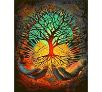 Yoonqun Pintura por Números para Adultos y Niños, Árbol de la Vida, Kit de Pintura por Números DIY con Pinceles y Acrílicas al Óleo, Lienzo de 50x65cm, Sin Marco, Adecuado para 6+ Años