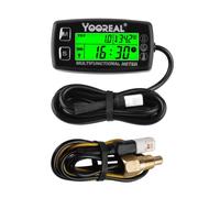 Yooreal Tacómetro digital,contador de horas,indicador de temperatura de aceite de agua del motor,rpm y temperatura de alerta,pantalla retroiluminada para tractor de césped,generador,moto marina