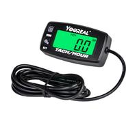 Yooreal tacómetro digital Tacómetro/Medidor de horas,alerta de RPM de mantenimiento,batería reemplazable para motor de gas,tractor de césped,generador,motor fuera de borda,moto de nieve(HM032C negro)