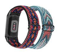 YOOSIDE 2 pulseras elásticas para Fitbit Charge 6 / Charge 5, correa de nailon suave con correa elástica con hebilla ajustable para Fitbit Charge 5, 22mm