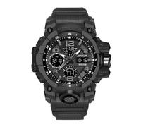 YOOTEN Reloj deportivo impermeable para hombre con luz nocturna, doble pantalla, analógico, digital, para exteriores, multifunción, táctica, reloj de pulsera, alarma, cronómetro, Negro, Deporte