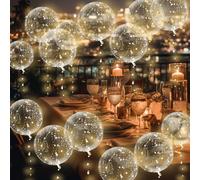 Yootiko 18 globos transparentes Bobo, globos luminosos LED de 45,5 cm, rellenables con confeti de helio, cadena de luces LED C, globos transparentes para cumpleaños, bodas, fiestas, decoración