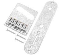 Yootones - 1 juego de puente de 6 ruedas y placa de control de interruptor de 3 vías compatible con guitarra eléctrica Telecaster de 6 cuerdas (plata)