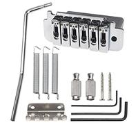 Yootones - 1 juego de puente de trémolo para guitarra, 6 cuerdas, compatible con piezas de guitarra eléctrica estilo Squier Fender Strat (plateado)