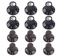 Yootones - 12 pomos de amplificador de guitarra, estilo faldón, 6 piezas, negro y 6 piezas marrones, compatibles con guitarra eléctrica, amplificador de bajo, efectos de pedal, pieza de audio