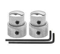 Yootones - 2 pomos de control apilables concéntricos dobles para guitarra eléctrica y bajo (plateado)